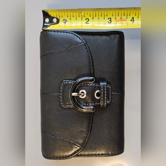 Coach Soho Black Trifold Leather Buckle Wallet - Picture 14 of 15